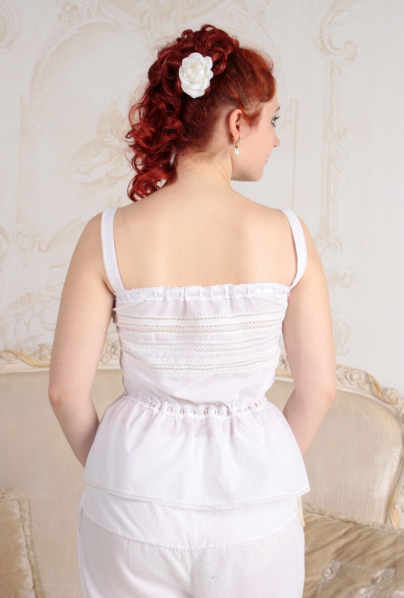 1900s Lingerie Set, White Batiste Camisole and Drawers - Image 5