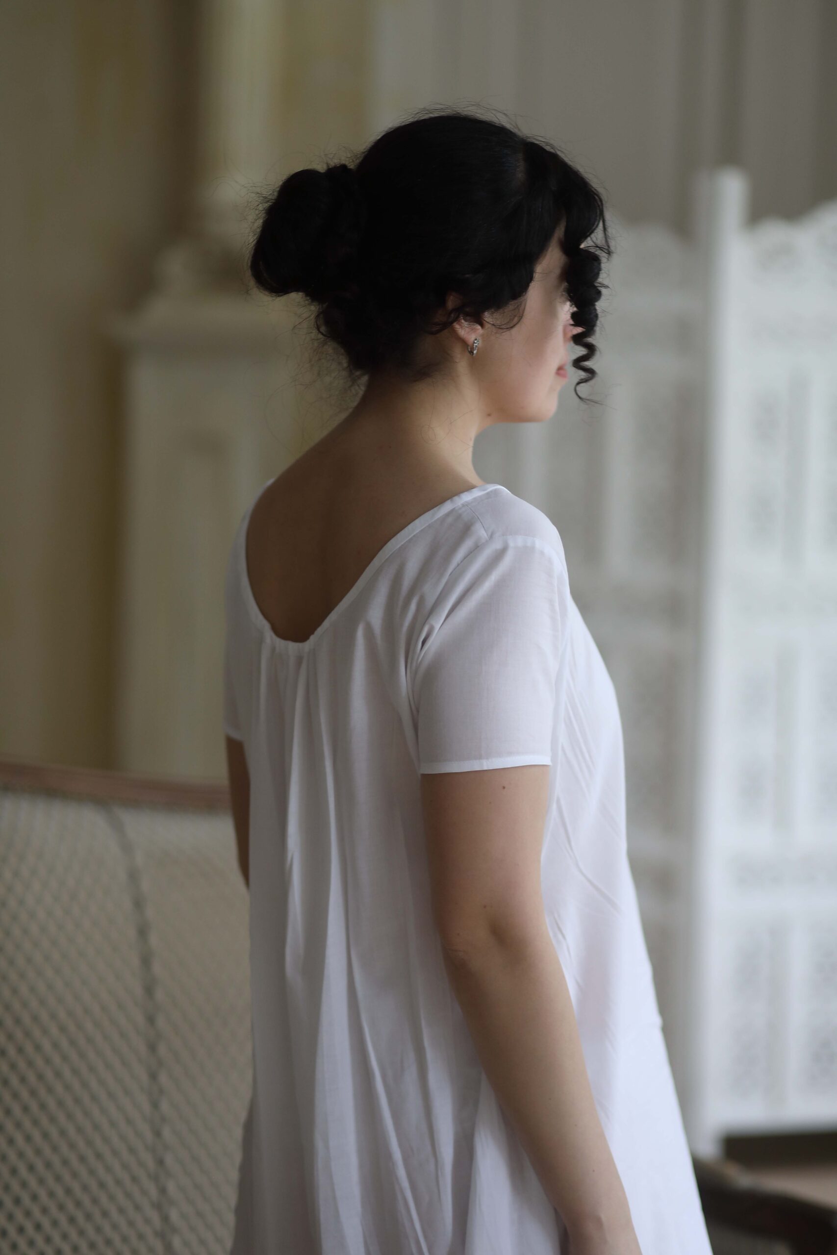 White Batiste Camisole, XIX century Women Shirt, Historical Cotton Chemise - Image 4