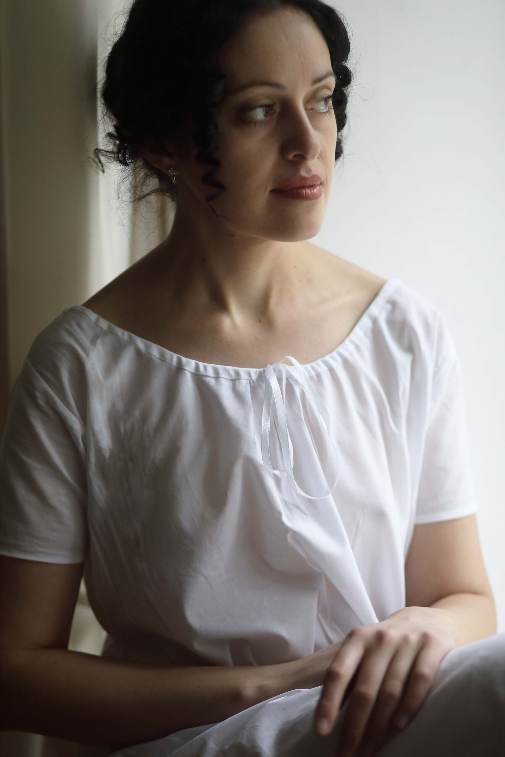 White Batiste Camisole, XIX century Women Shirt, Historical Cotton Chemise