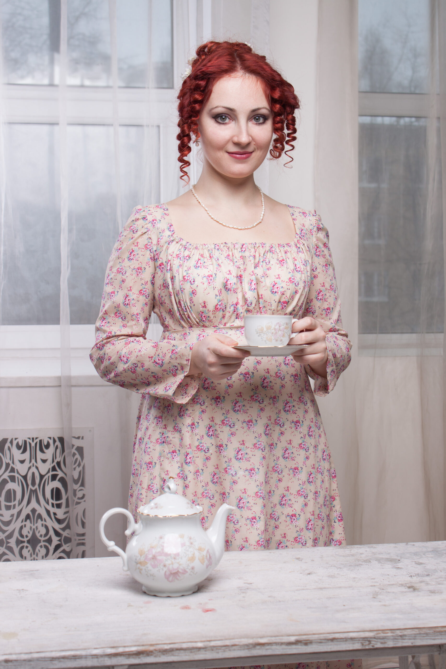 Regency Morning Dress, 1800s Home Gown, Mrs Bennet Outfit - Image 5