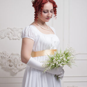 Regency Wedding Dress, Napoleonic Wedding Gown, 1800s White Cotton Dress