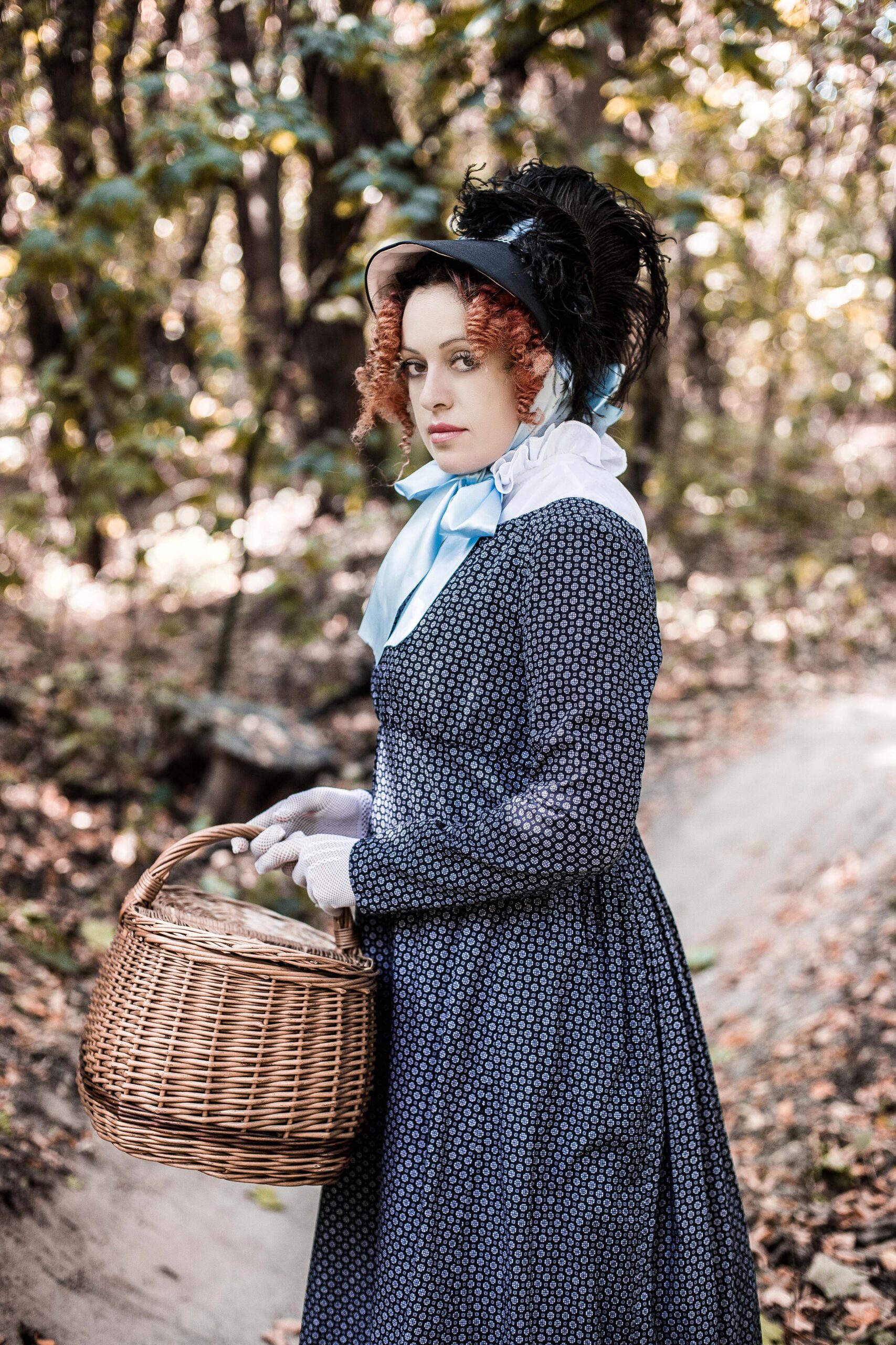 Dark Blue Regency Dress, 1800s Mourning Gown, Jane Austin Walking Costume - Image 4