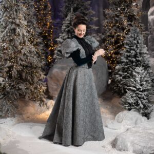 1890s Christmas Gown, Edwardian Festive Sparkling Dress, Belle Epoque Christmas Outfit