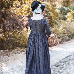 Dark Blue Regency Dress, 1800s Mourning Gown, Jane Austin Walking Costume