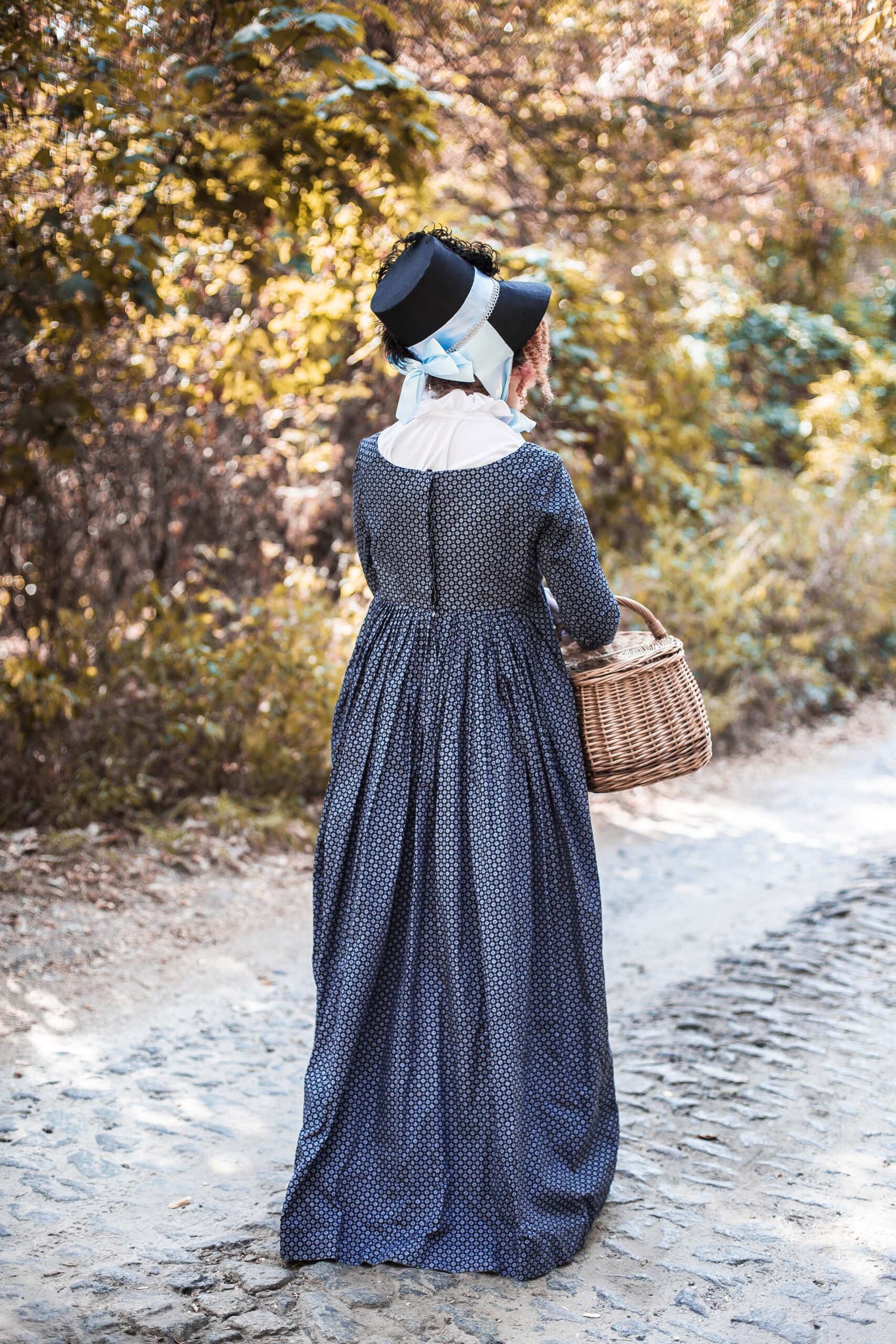 Dark Blue Regency Dress, 1800s Mourning Gown, Jane Austin Walking Costume