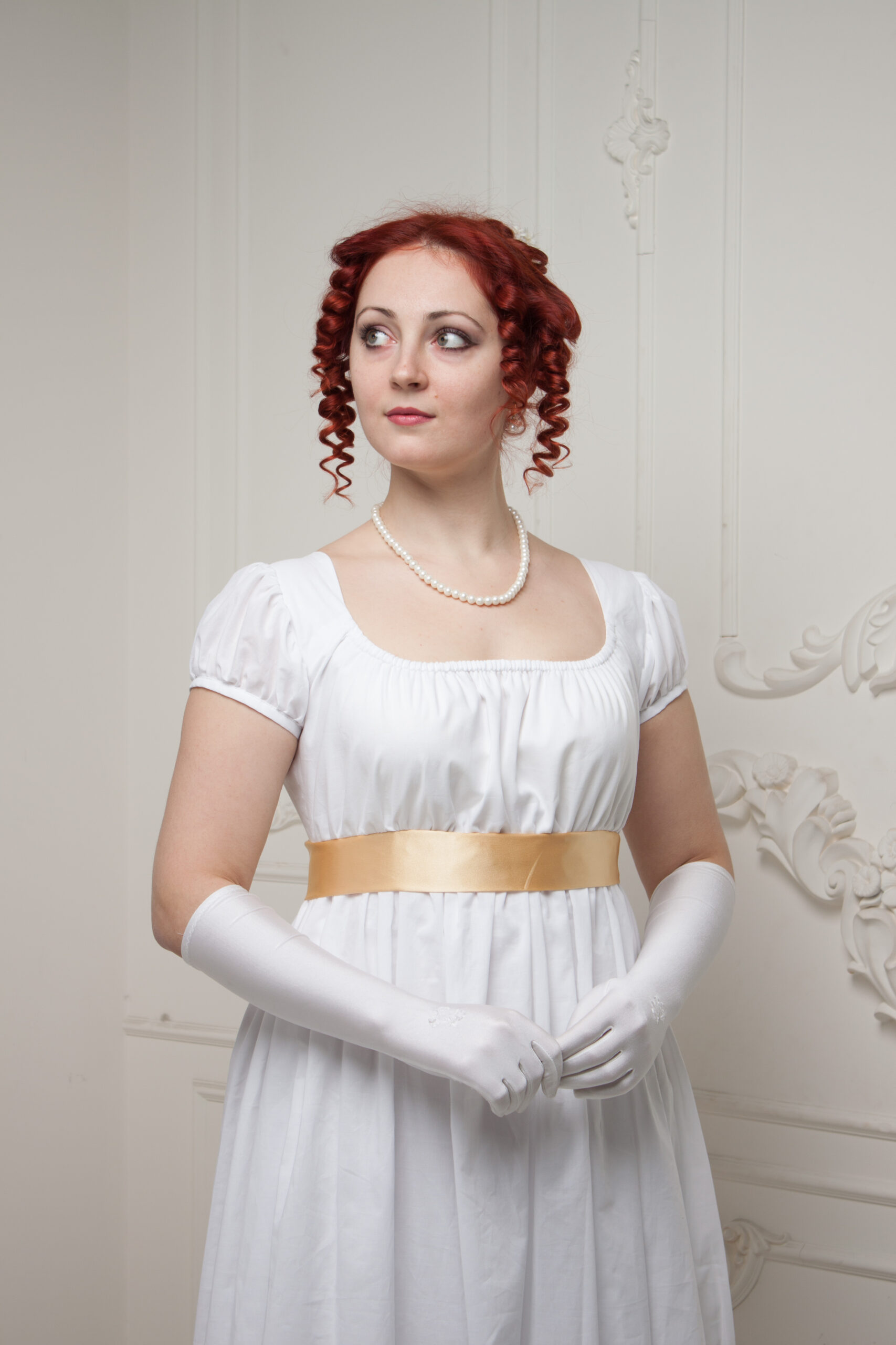 Regency Wedding Dress, Napoleonic Wedding Gown, 1800s White Cotton Dress - Image 6