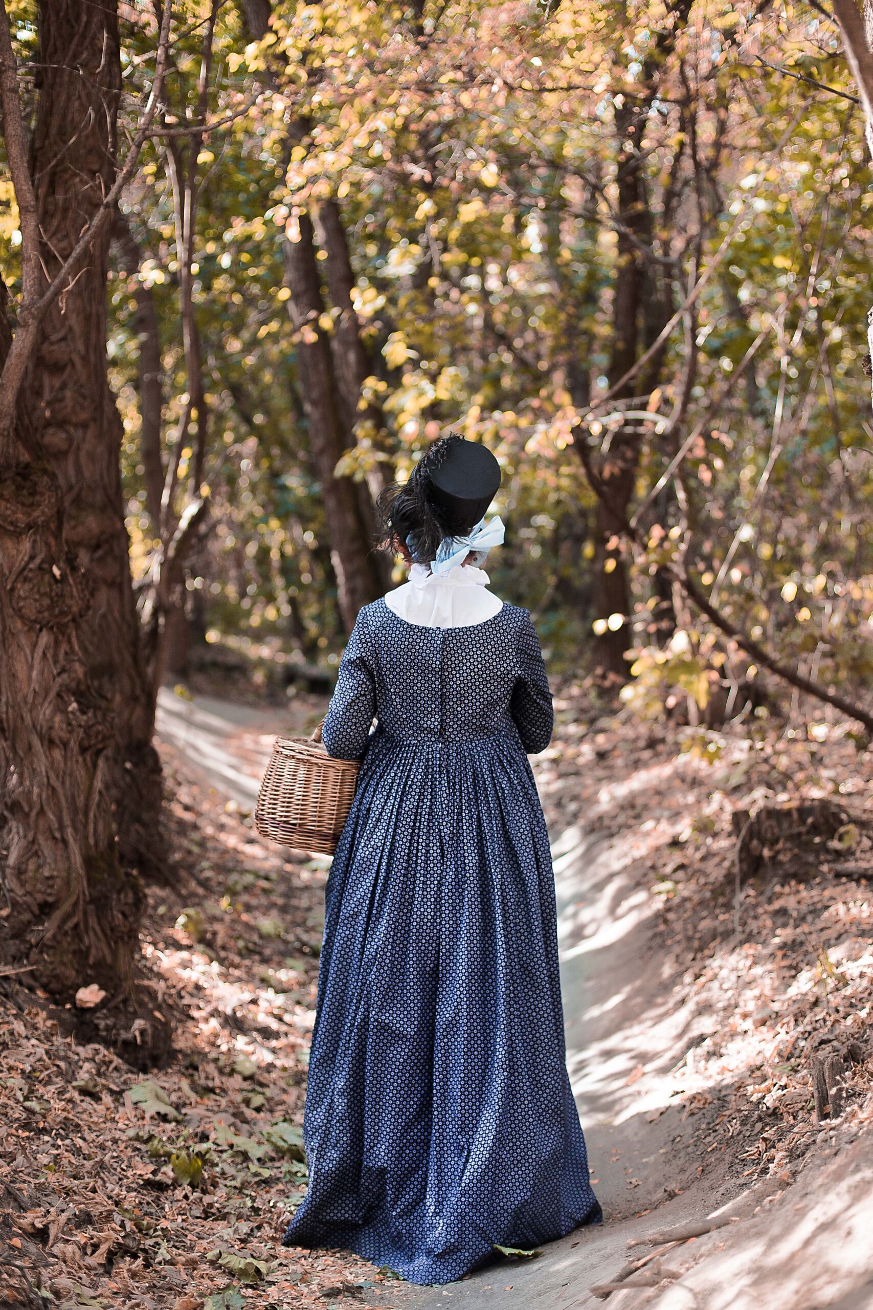 Dark Blue Regency Dress, 1800s Mourning Gown, Jane Austin Walking Costume - Image 7