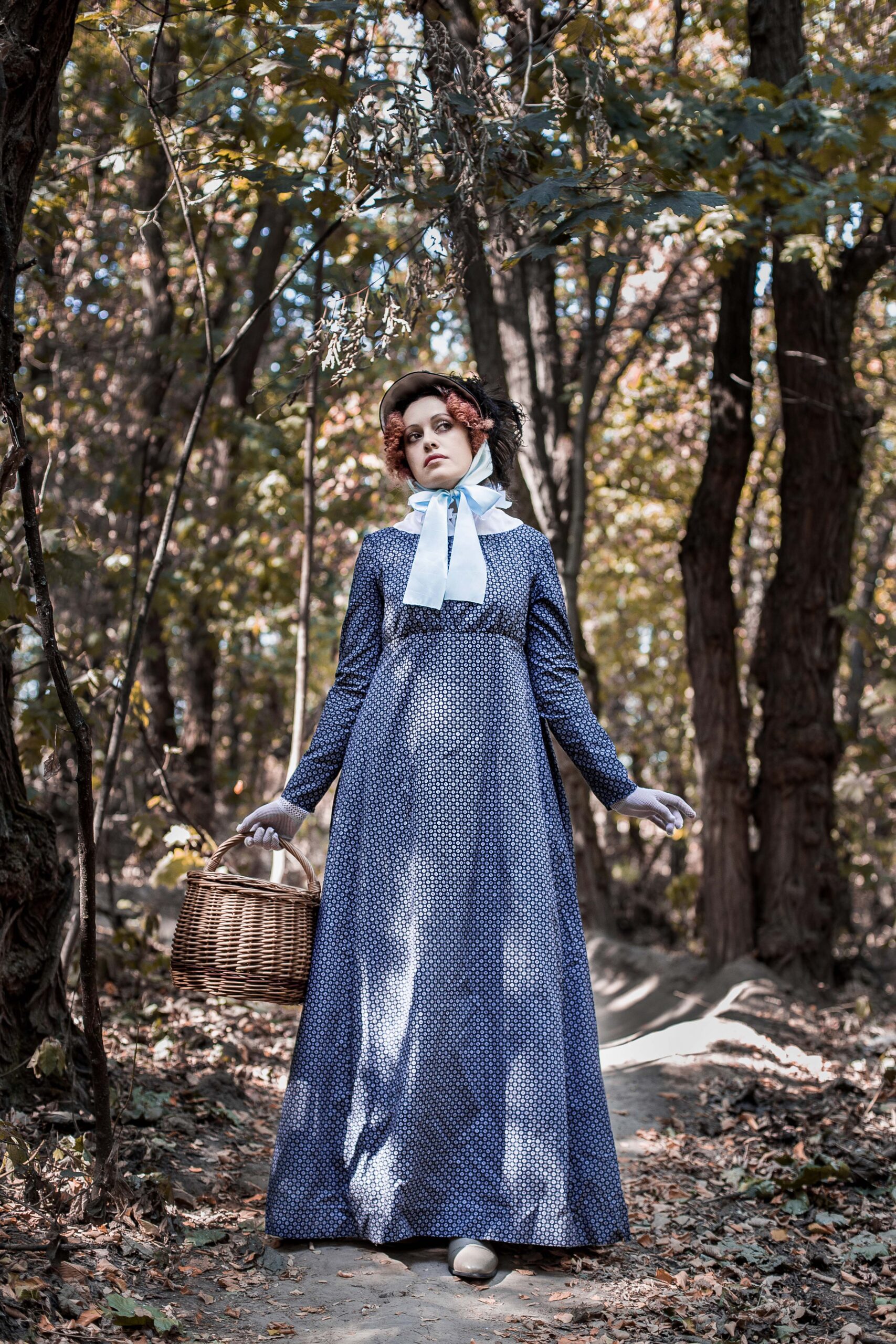 Dark Blue Regency Dress, 1800s Mourning Gown, Jane Austin Walking Costume - Image 8