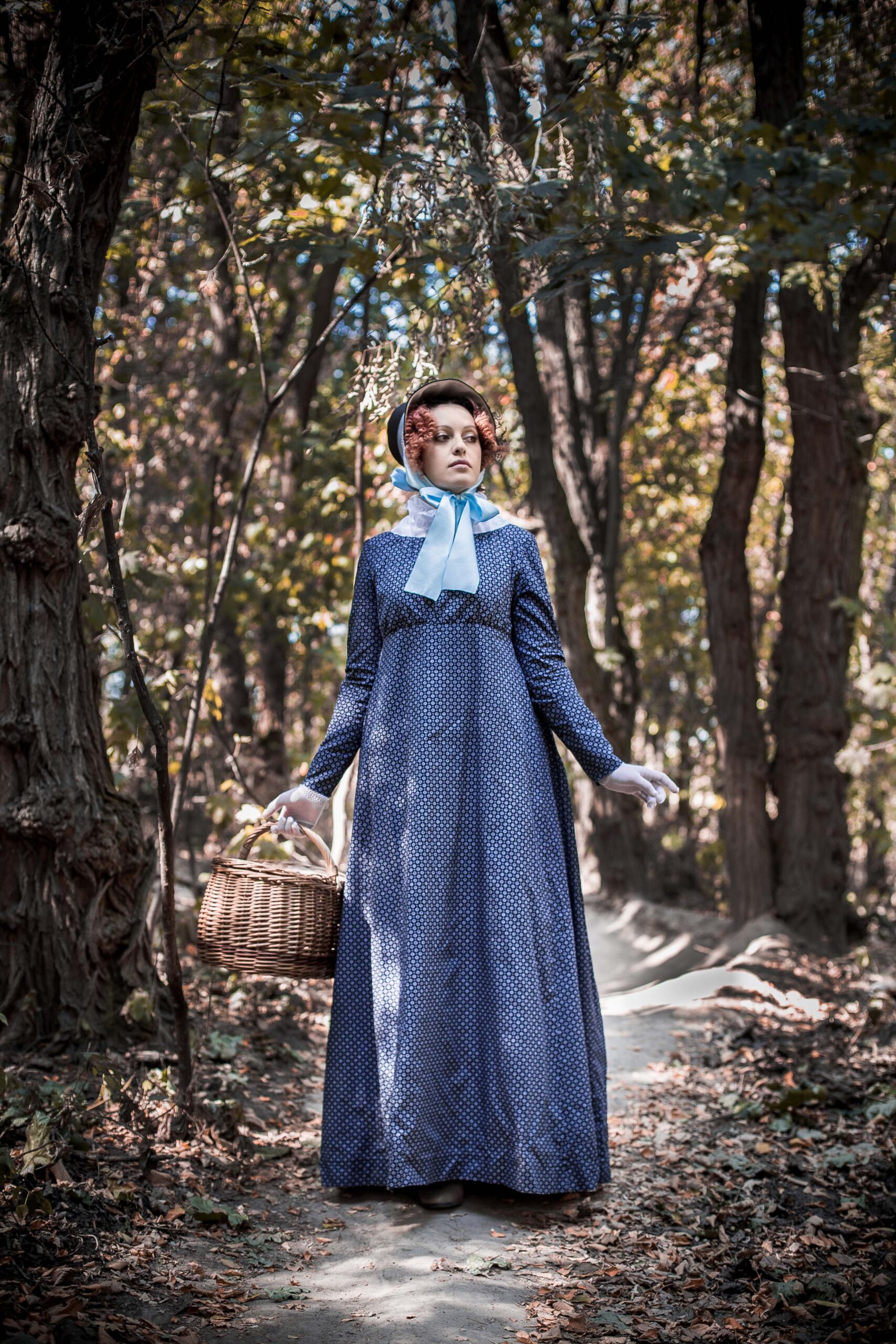 Dark Blue Regency Dress, 1800s Mourning Gown, Jane Austin Walking Costume - Image 9