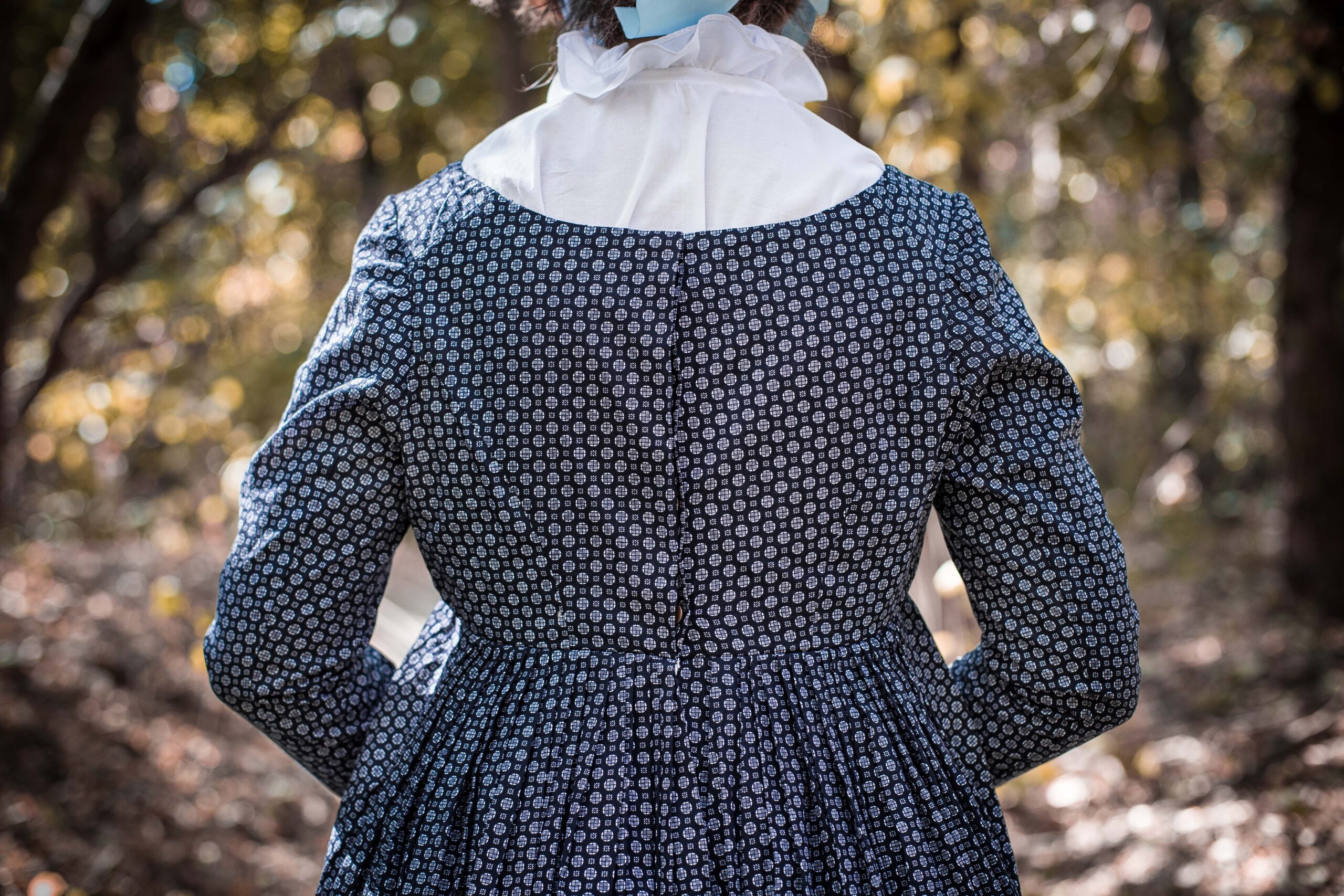 Dark Blue Regency Dress, 1800s Mourning Gown, Jane Austin Walking Costume - Image 10