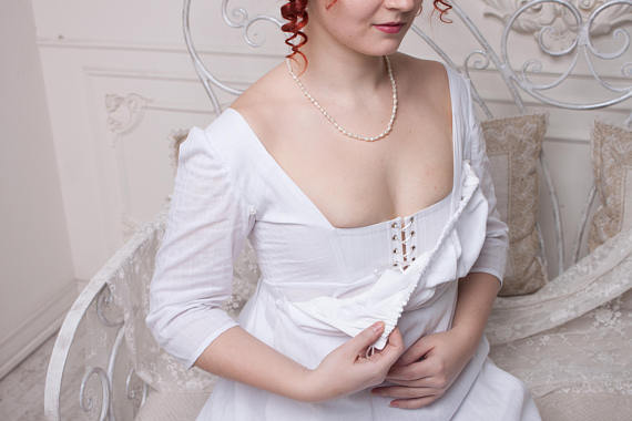 Regency Nursing Dress, Jane Austen Picnic Dress, Regency Tea Gown