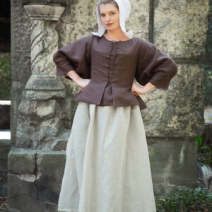 Seventeenth Century Linen Peasant Costume, 1600s Mayflower Witch Outfit, 17th century SCA Gown