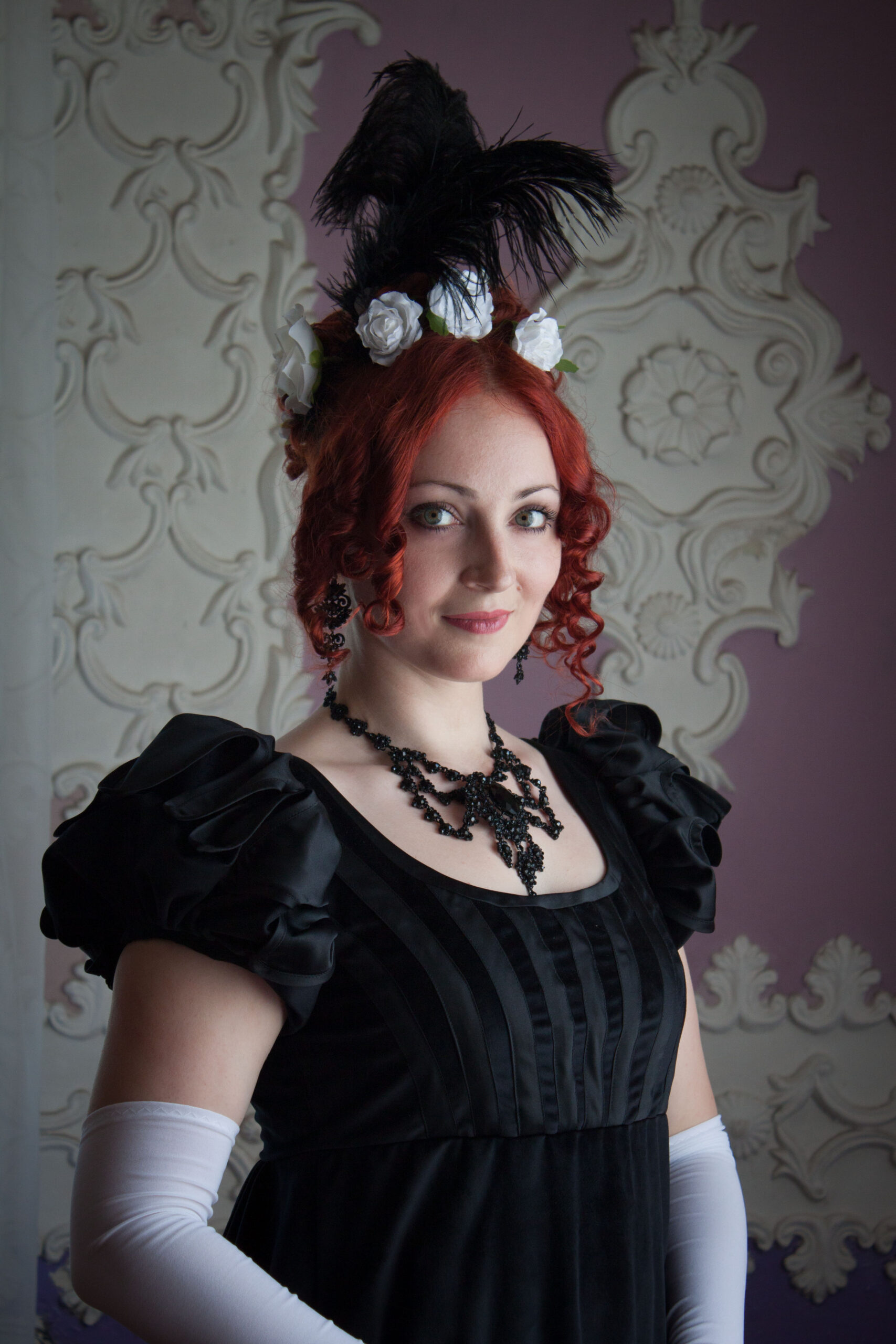 Black Velvet Regency Dress, 1800s Opera Gown, Napoleonic Mourning Gown (Copy)