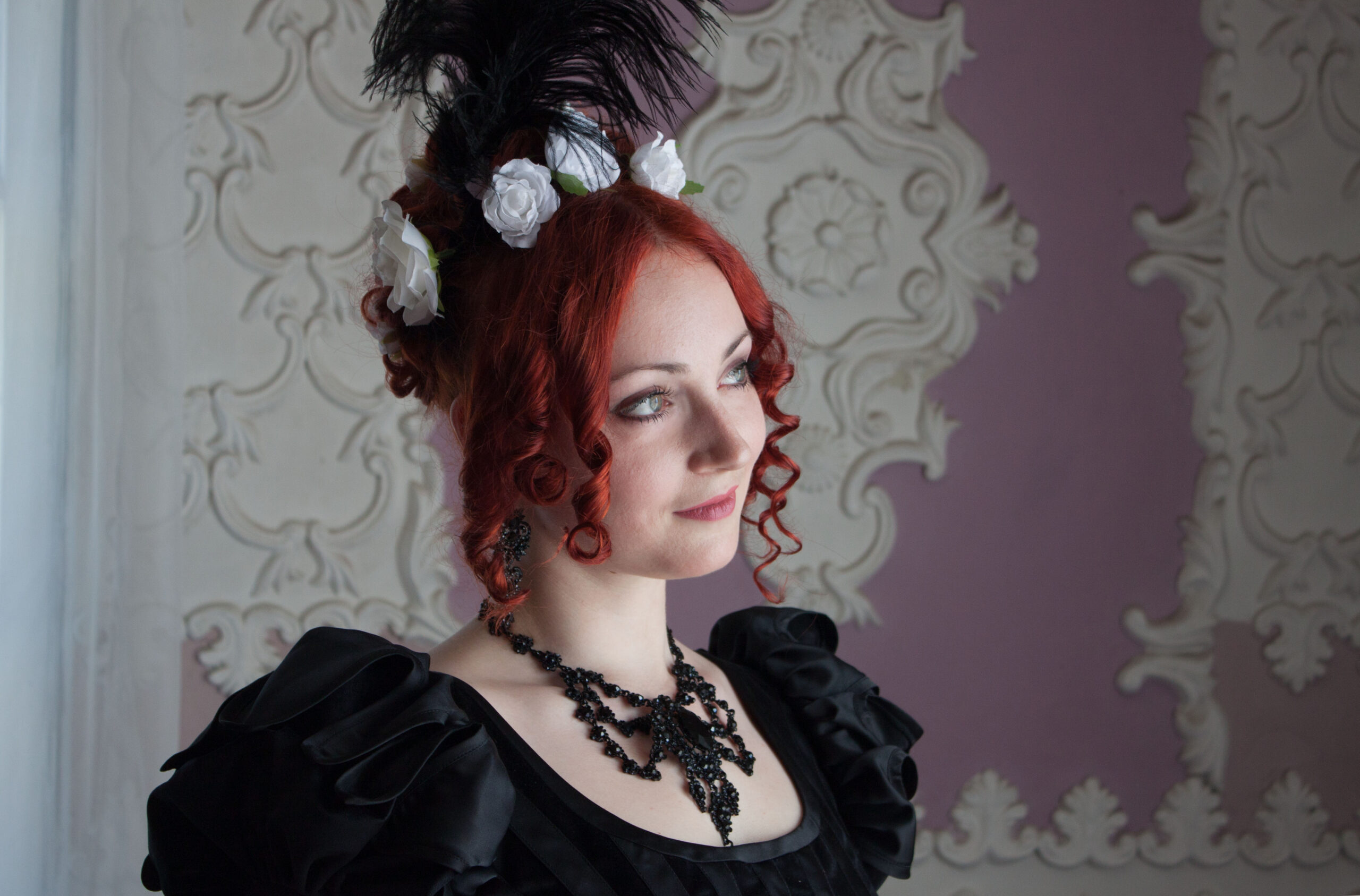 Black Velvet Regency Dress, 1800s Opera Gown, Napoleonic Mourning Gown (Copy) - Image 5