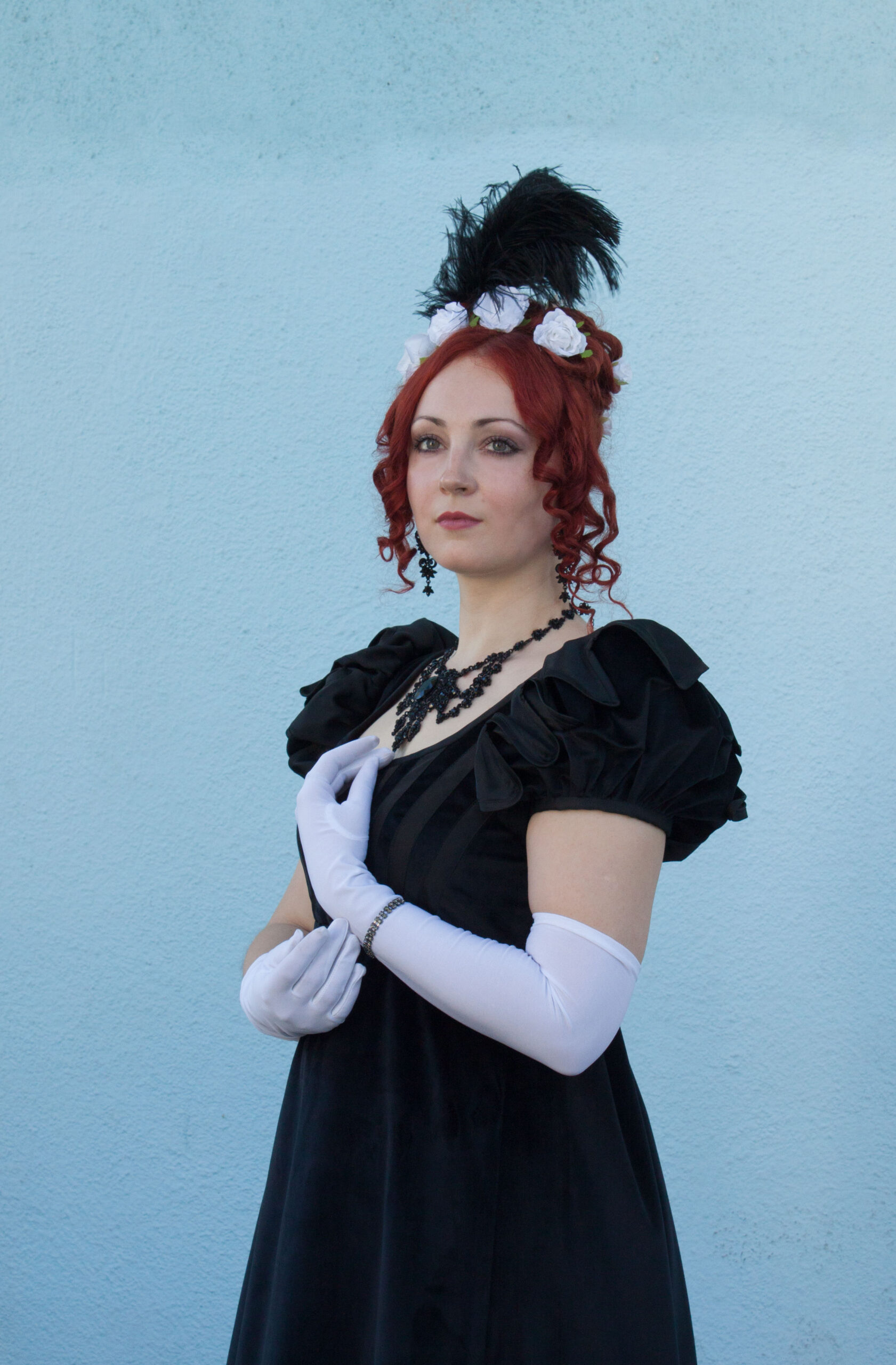 Black Velvet Regency Dress, 1800s Opera Gown, Napoleonic Mourning Gown (Copy) - Image 6