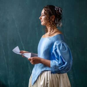 17th Century Vermeer Painting Gown, Light Blue Baroque Dress, Dutch Golden Age Dress