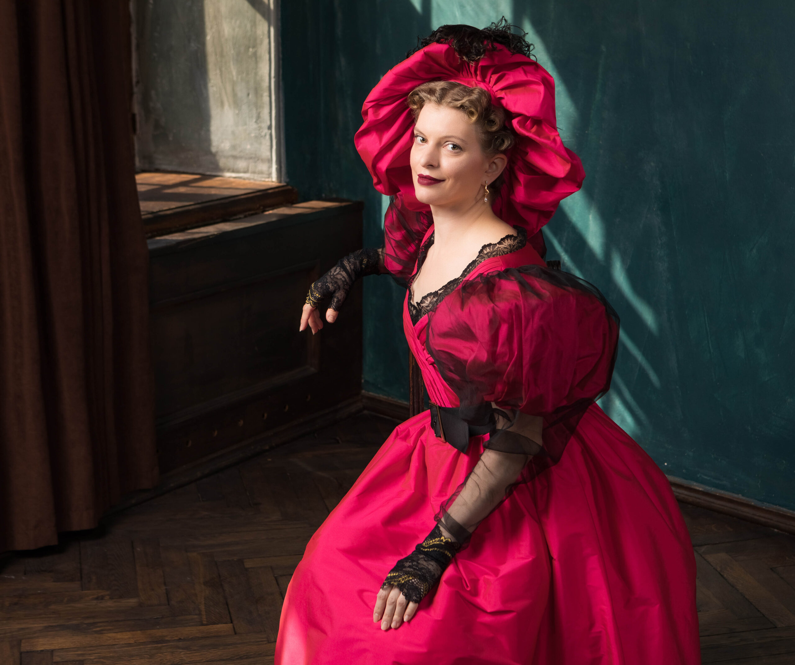 1830s Ball Gown, Romanticism Big Sleeves Historical 1830s Dress, Early Victorian Outfit - Image 6