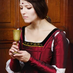 Renaissance Wedding Dress, 1490s La Belle Ferroniere Renaissance Dress, 15th century Da Vinci Gown, Dark Red historical costume