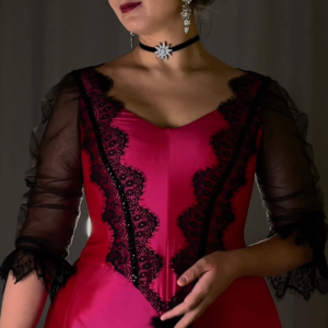1890s Ballgown, Gilded Age Fuchsia Dress, Gothic Victorian Gown