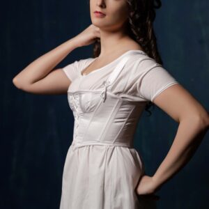 Regency Short Stays, 1800s White Bustier, Individually Tailored Napoleonic Short Corset