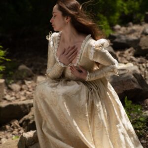 Renaissance Queen Corset Dress, Off-white Lucrezia Borgia Wedding Gown